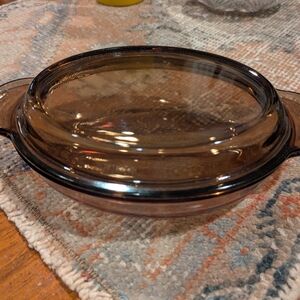 Vintage Corning Visions V-14-B Amber Dish collectible glass casserole